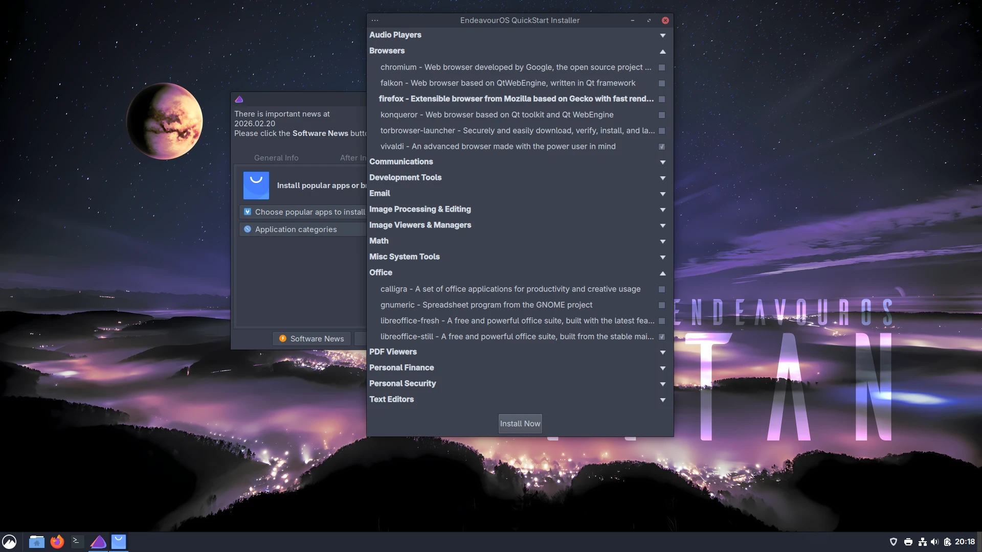 Capture de EndeavourOS